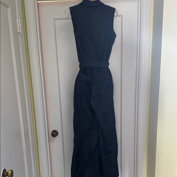 Black and Orange Sleeveless Jumpsuit with Bold Zipper - Picture 5 of 5